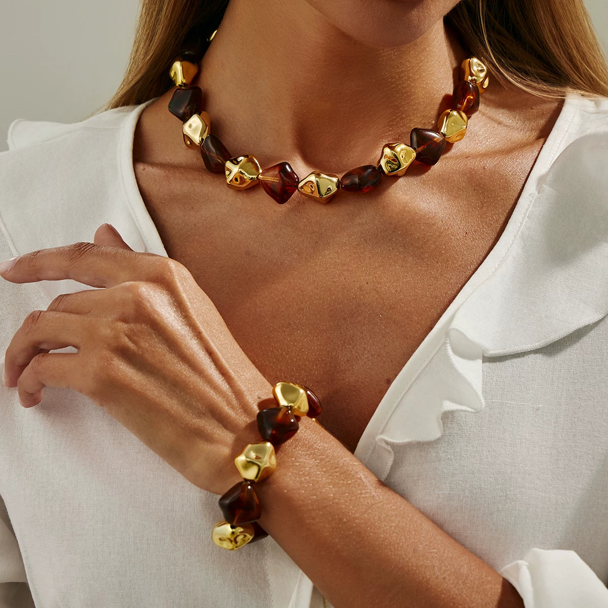 Special-Shaped CCB Resin Bracelet Necklace for Women – 2025 Autumn Winter Trendy Fashion Clavicle Necklace Jewelry