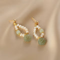 Freshwater Pearl Hetian Jade Rose Earrings for Women – Floral Summer Fashion Earrings