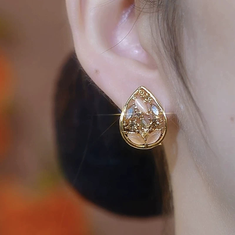 Zircon Cat’s Eye Drop Earrings for Women – Elegant Teardrop Fashion Earrings