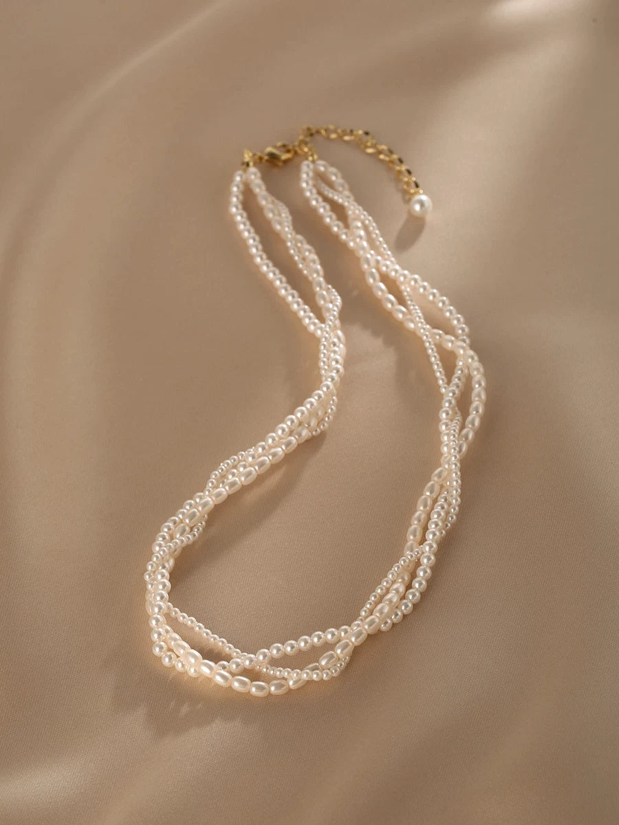 Multi-Layer Pearl Necklace for Women – Layered Clavicle Chain Fashion Necklace