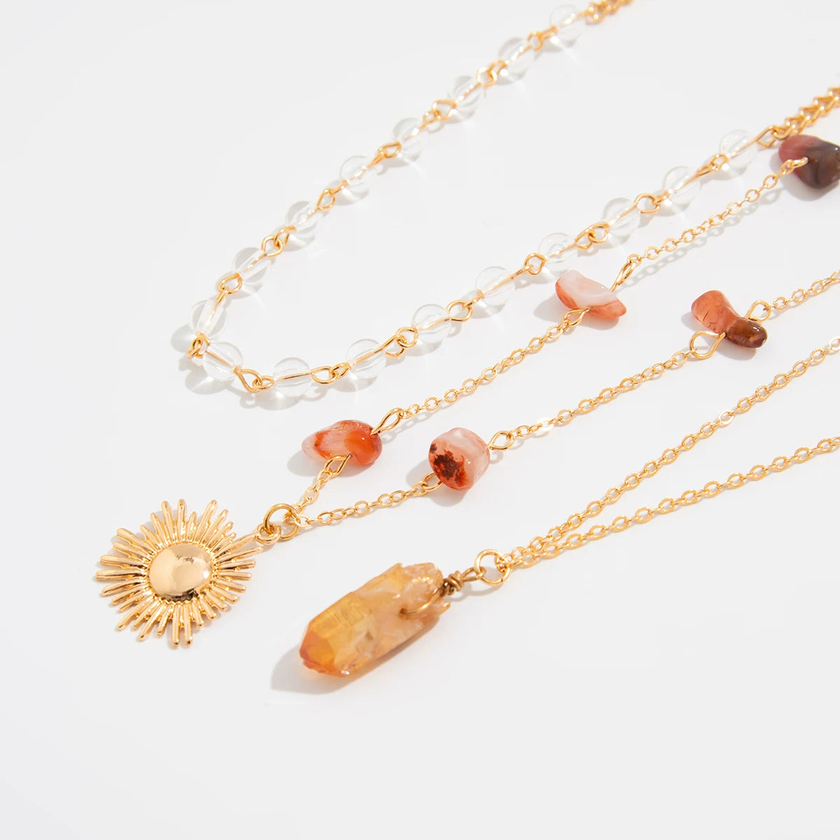 3-Piece Imitation Turquoise Sunflower Necklace Set – Retro Clavicle Chain Design