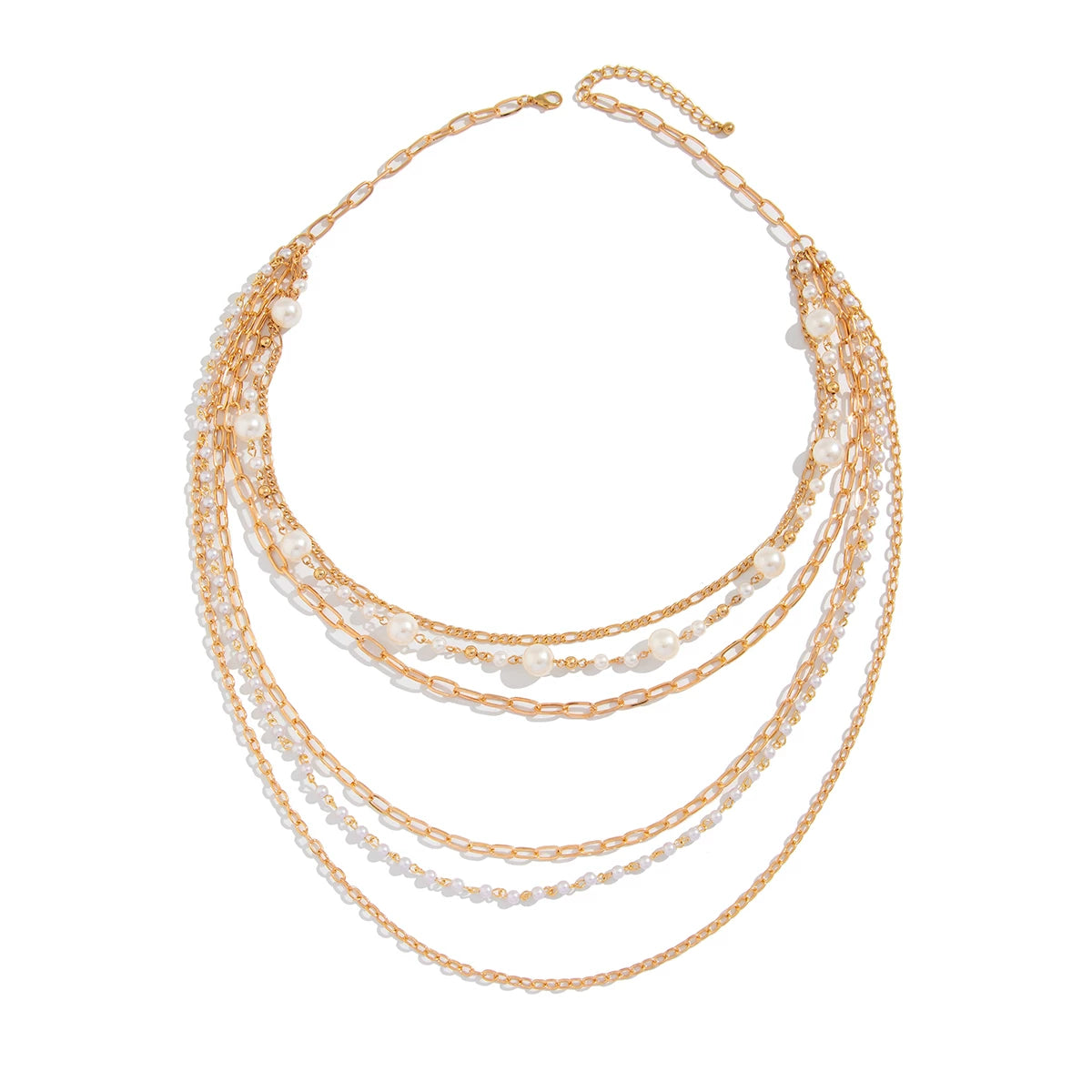 Long Multi-Layer Imitation Pearl Cross Necklace for Women – Clavicle Chain Design