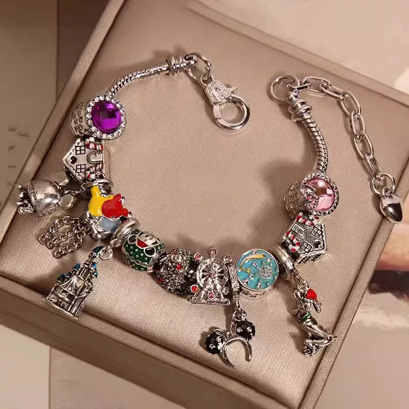 French-Style Multi-Element Fairy Tale Charm Bracelet for Women – Dream-Inspired Retro Fashion Jewelry
