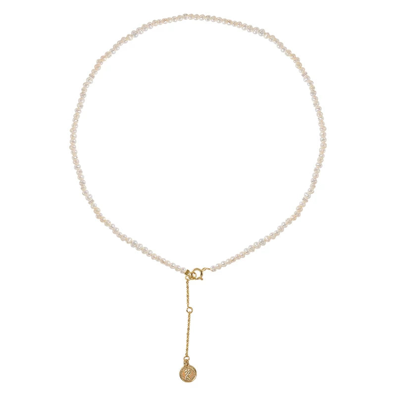 Natural Irregular Pearl Millet Bead Necklace for Women – Minimalist Clavicle Chain Fashion Necklace