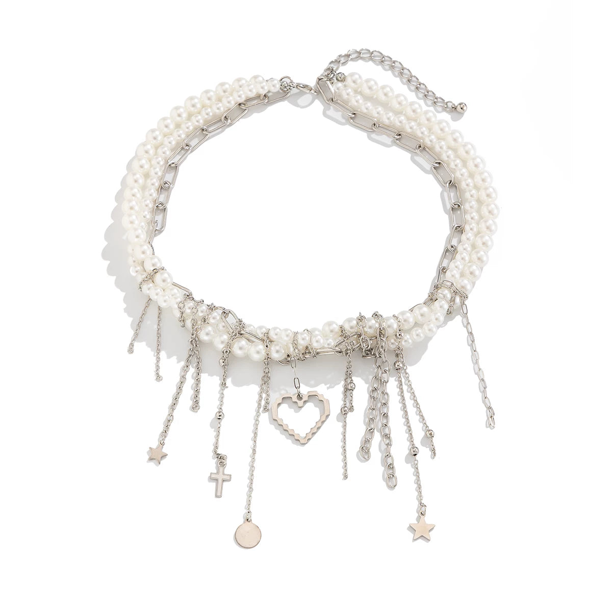 Xingyue Peach Heart Imitation Pearl Tassel Clavicle Necklace for Women – European & American Fashion Design