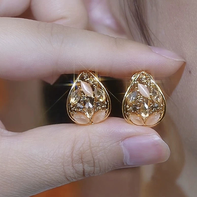 Zircon Cat’s Eye Drop Earrings for Women – Elegant Teardrop Fashion Earrings