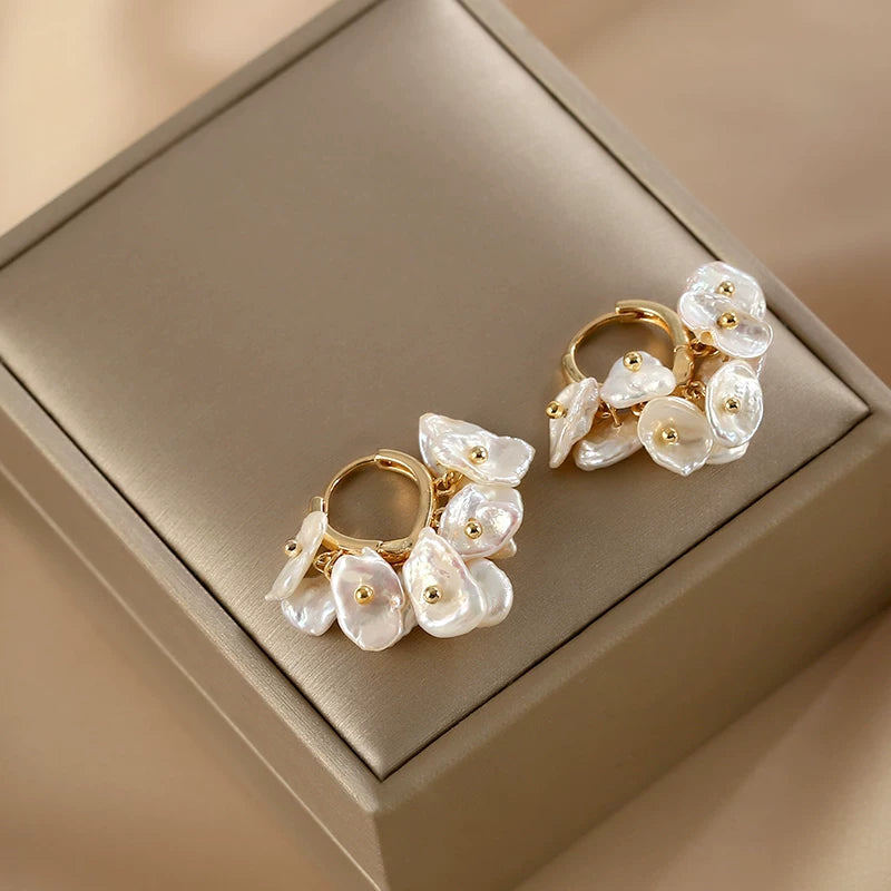 Natural Baroque Pearl Earrings for Women – 14K Gold-Filled Ear Buckle Retro Style Jewelry Gift