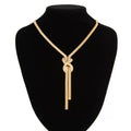 Love V Gold Knotted Tassel Snake Chain Long Necklace for Women – European & American Style 2025 Trendy Sweater Chain Jewelry