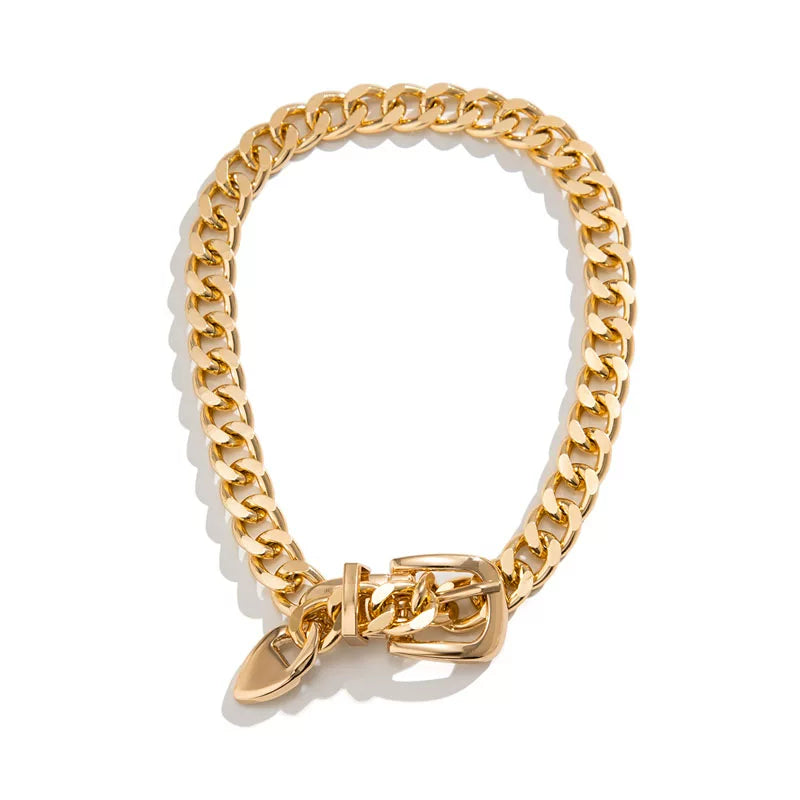 Belt Buckle Type Aluminum Tempered Women'S Necklace European And American Trendy Heavy Industry Popular Street Photography Stage Performance Annual Meeting Accessories