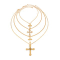 4-Piece Diamond-Style Cross Necklace Set for Women – Layered Clavicle Chain Design