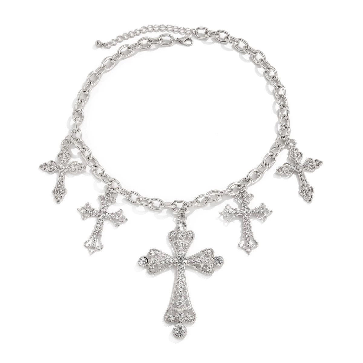 Diamond-Style Cross Pendant Necklace for Women – Clavicle Chain Design