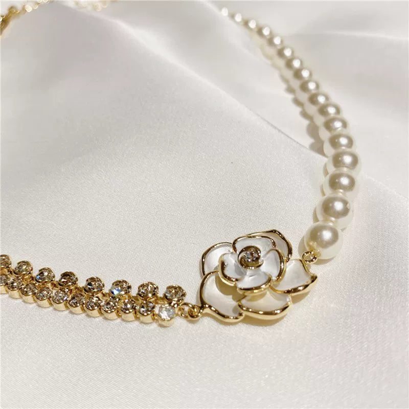 British [Designer] Catia Seli Pearl Patchwork Camellia Necklace Flower Collarbone Necklace For Women