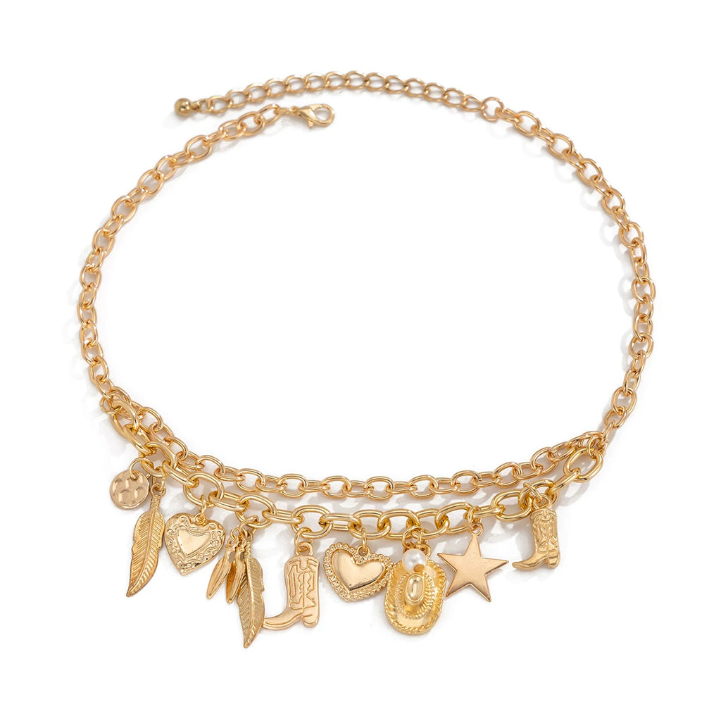 Tassel Heart Bow Cross Pendant Necklace for Women – Summer Fashion Clavicle