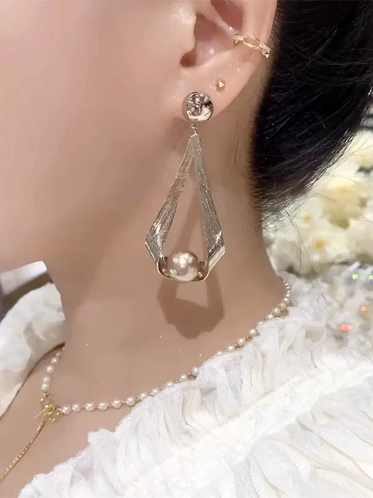 Clearance French-Style Pearl Look Sparkling Earrings for Women – Elegant Fashion Jewelry Accessories