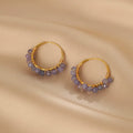 Tanzanite Hoop Earrings for Women – French Retro Palace Style Small Round Earrings