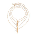 4-Piece Pearl Seahorse & Turtle Pendant Necklace Set – Layered Clavicle Chain Design