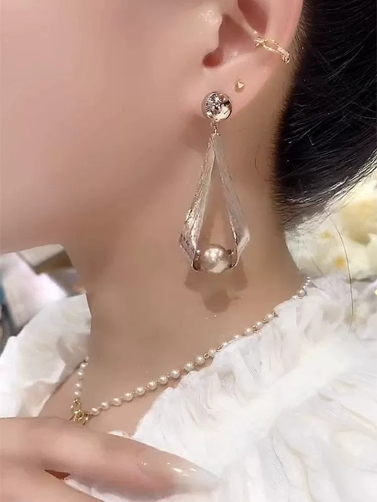 Clearance French-Style Pearl Look Sparkling Earrings for Women – Elegant Fashion Jewelry Accessories