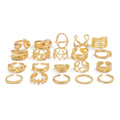 20-Piece Metal Hollow Ring Set, European And American Fashion, Trendy And Personalized Girls' Travel Photography With Ring Accessories