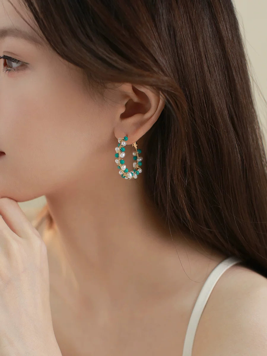 Natural Pearl Turquoise Earrings for Women – Chinese Style Fashion Earrings