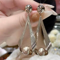 Clearance French-Style Pearl Look Sparkling Earrings for Women – Elegant Fashion Jewelry Accessories