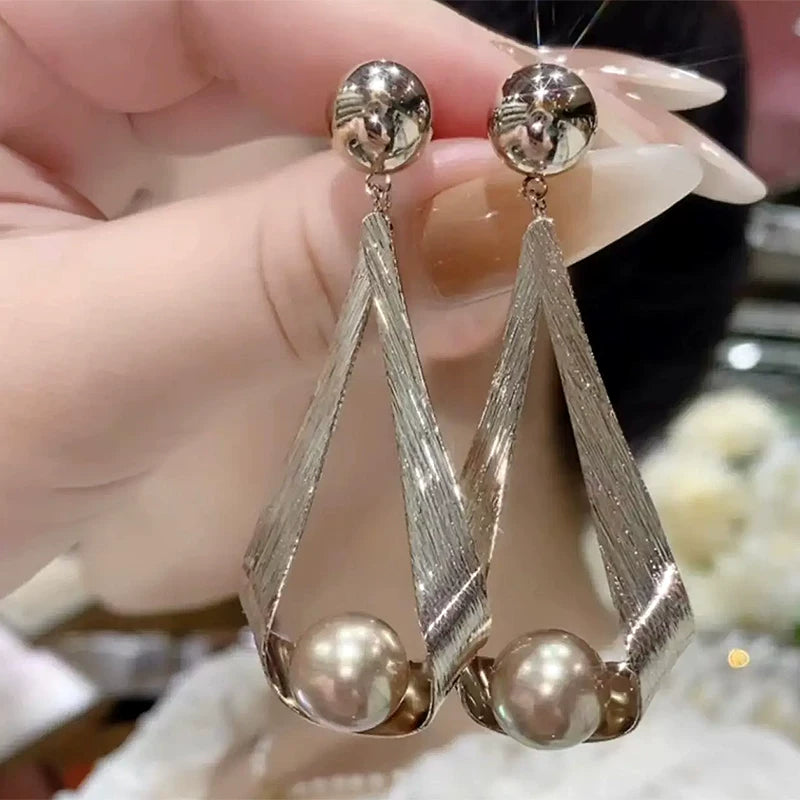 Clearance French-Style Pearl Look Sparkling Earrings for Women – Elegant Fashion Jewelry Accessories