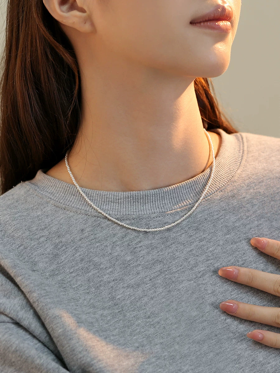 6mm Pearl Stacked Clavicle Necklace for Women – Minimalist Layered Pearl Necklace