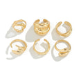 6-Piece Irregular Water Drop Multi-Layer Ring Set European And American Fashionable And Personalized Niche Ring Set