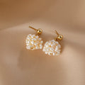 Natural Pearl Flower Earrings for Women – French Style Millet Bead Braided S925 Silver Needle Earrings