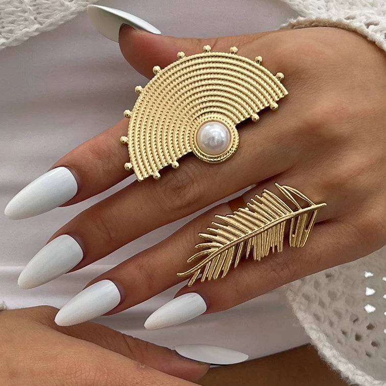 Fan Feather Shape Ring For Women 2025 Spring Trendy Fashion Niche Design Creative Photo Matching Ring