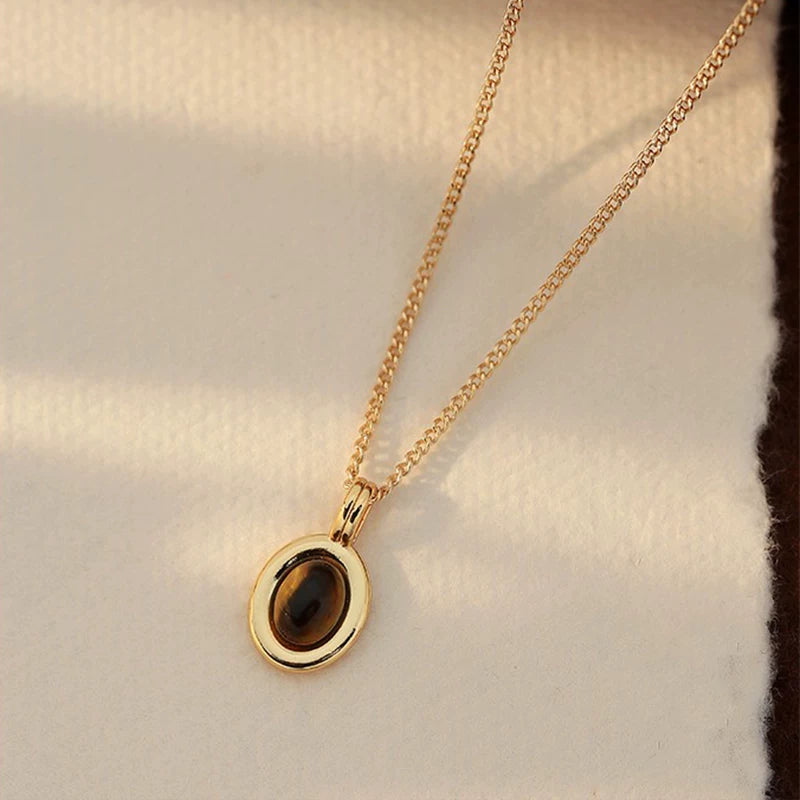 Natural Tiger Eye Stone Colorful Beaded Necklace for Women – Vintage Style Fashion Necklace