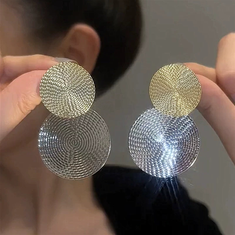 S925 Silver Needle Large Sequin Circle Earrings for Women – European and American Style Round Hoop Earrings