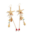 Irregular Crystal Starfish Shell Earrings for Women – 2025 Summer Seaside Vacation Fashion Jewelry Travel Accessories