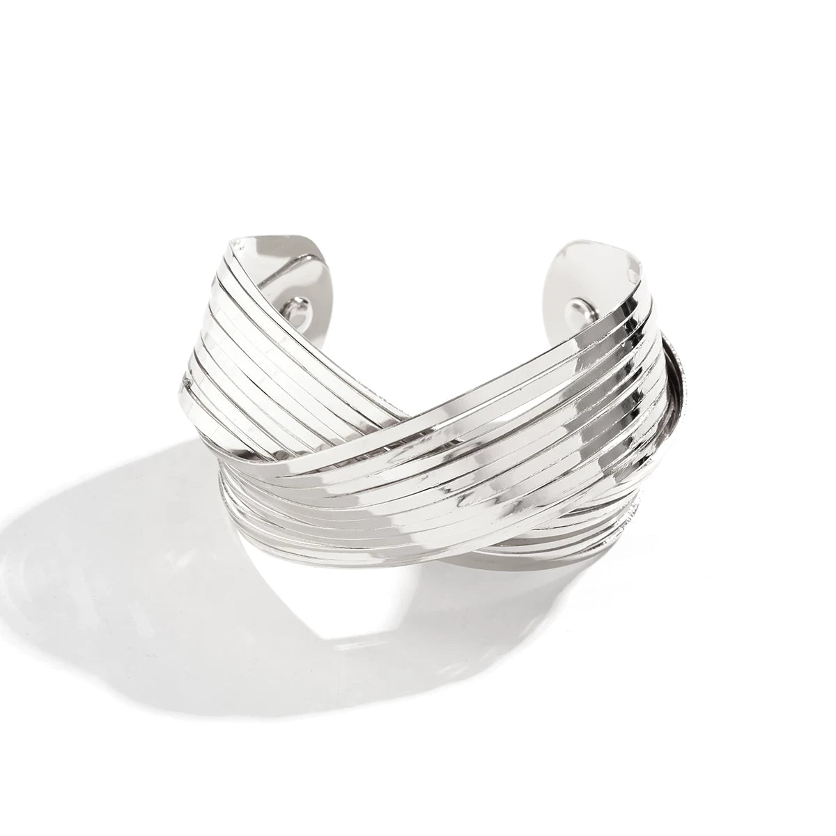 Striped Figure Eight Open Cuff Bracelet for Women – European & American Spring Summer Trendy Niche Design Fashion Jewelry