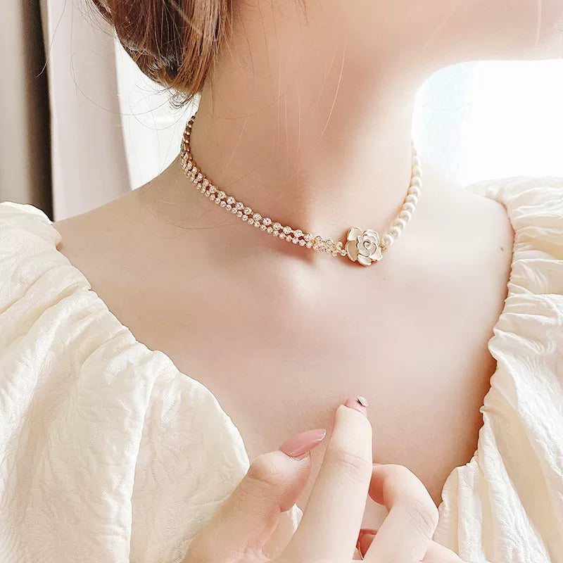 British [Designer] Catia Seli Pearl Patchwork Camellia Necklace Flower Collarbone Necklace For Women