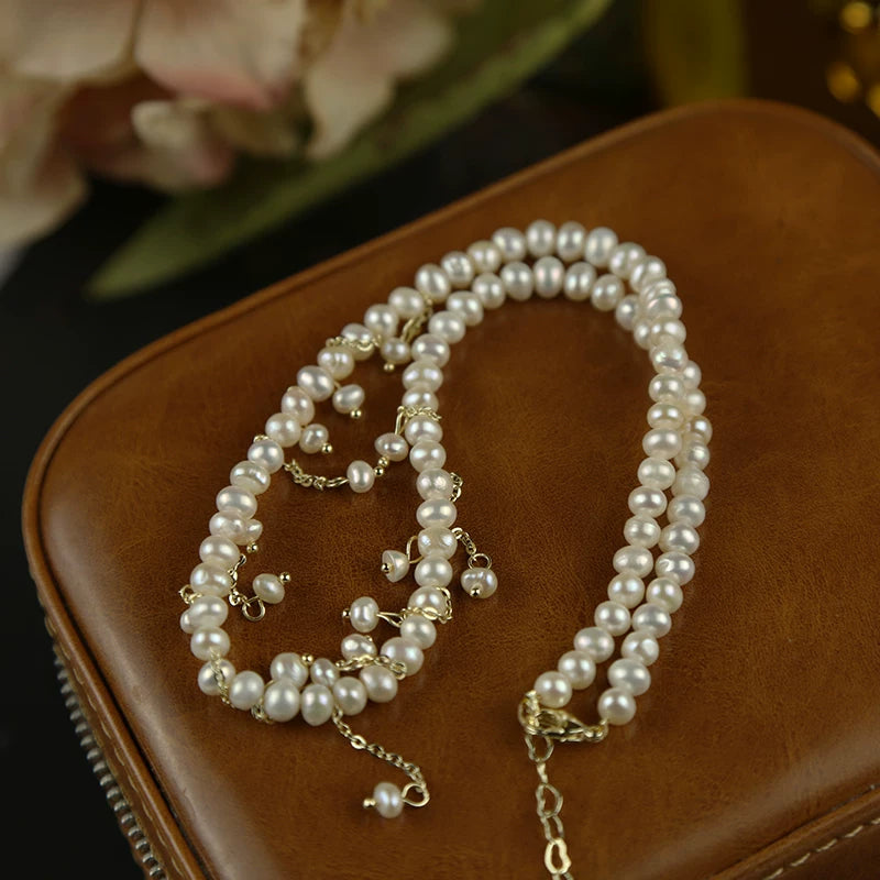 Natural Pearl Tassel Necklace for Women – Minimalist Clavicle Chain Fashion Necklace