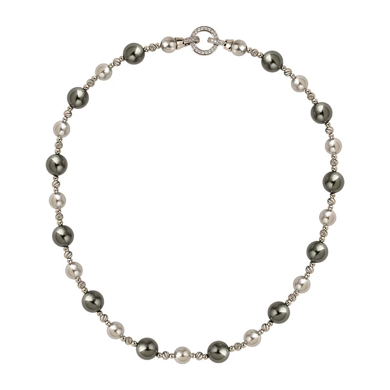 Mixed Color Pearl Hemp Rope Necklace for Women – Layered Clavicle and Sweater Chain