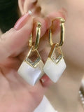 Geometric Rhombus Cat Eye Stone Earrings for Women – Ear Buckle Fashion Earrings