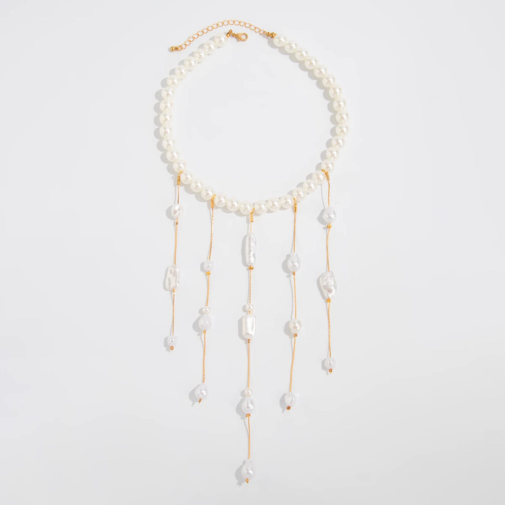 Imitation Pearl Chain Tassel Necklace for Women – Clavicle Chain Design
