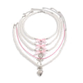 5-Piece Peach Heart & Bow Imitation Pearl Necklace Set – Layered Clavicle Chain Design