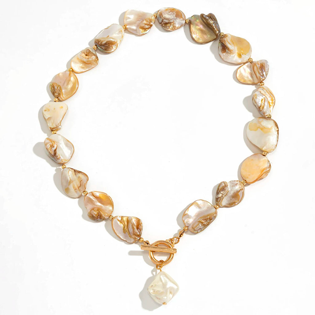 Irregular Shell OT Buckle Hand Necklace for Women – 2025 Summer Seaside Vacation Trendy Jewelry Travel Accessories