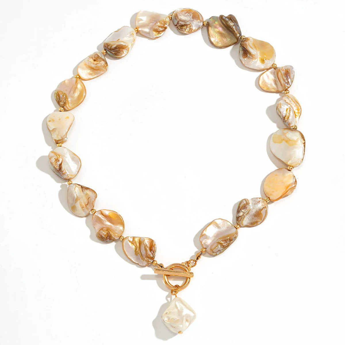 Irregular Shell OT Buckle Hand Necklace for Women – 2025 Summer Seaside Vacation Trendy Jewelry Travel Accessories