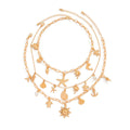 3-Piece Starfish, Conch & Scallop Necklace Set – Layered Clavicle Chain Design