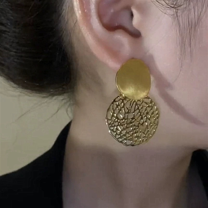 Mesh Metal Earrings for Women – Minimalist Geometric Drop Earrings, Lightweight Cold Style Fashion Jewelry