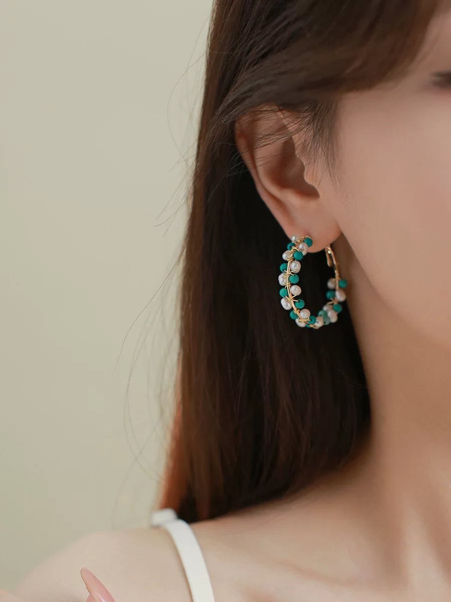 Natural Pearl Turquoise Earrings for Women – Chinese Style Fashion Earrings
