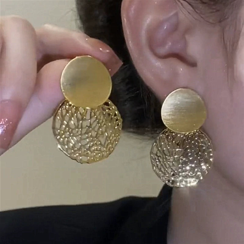 Mesh Metal Earrings for Women – Minimalist Geometric Drop Earrings, Lightweight Cold Style Fashion Jewelry