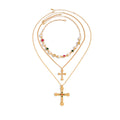 3-Piece Diamond-Style Cross Necklace Set for Women – Layered Clavicle Chain Design