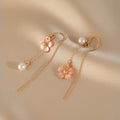 Natural Freshwater Pearl Long Flower Earrings for Women – Retro Style Drop Fashion Earrings