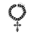 Diamond-Style Cross Double Layer Acrylic Bead Necklace for Women – Clavicle Chain Design
