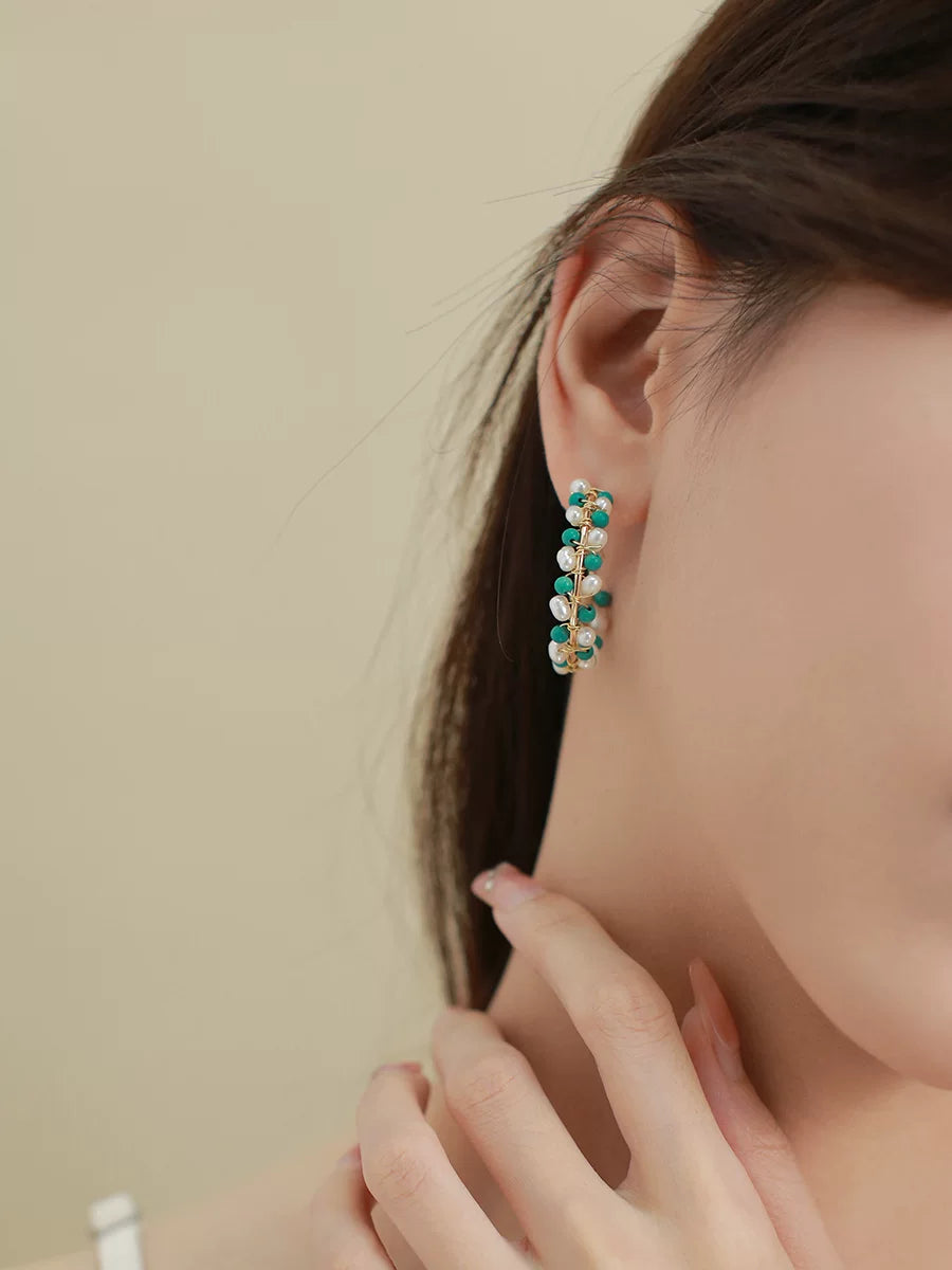 Natural Pearl Turquoise Earrings for Women – Chinese Style Fashion Earrings