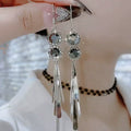 Crystal Long Tassel Earrings for Women – French Retro Style Drop Fashion Earrings